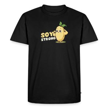 Vegan Athlete Soy Strong Flexing Biceps - T-shirt Premium bio Homme - noir - Devant - Nico (187cm)