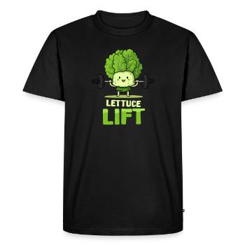 Laitue athlétique végétalienne Lift - T-shirt Premium bio Homme - noir - Devant - Nico (187cm)