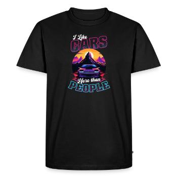 Les passionnés de voitures aiment les voitures plus que les gens - T-shirt Premium bio Homme - noir - Devant - Nico (187cm)