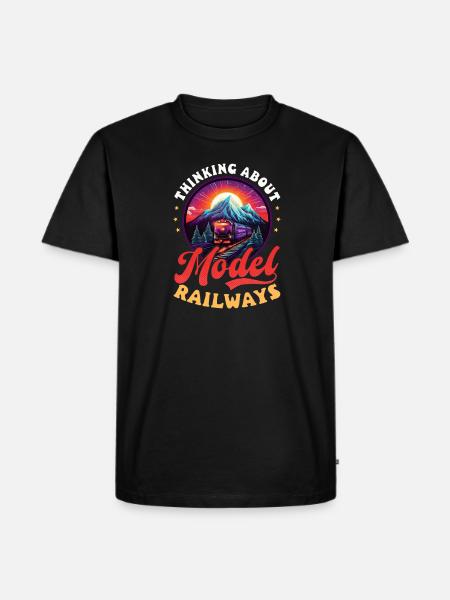 Modelleisenbahn: Modelleisenbahn denken - Männer Premium Bio T-Shirt - Schwarz