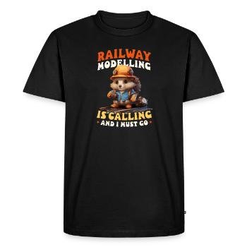 Modélisme ferroviaire Modélisme ferroviaire Appel - T-shirt Premium bio Homme - noir - Devant - Nico (187cm)
