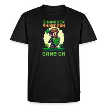 St. Patricks Day Gaming Shamrock Showdown: Game On - Men's Premium Organic T-Shirt - black - Front - Nico (187cm)