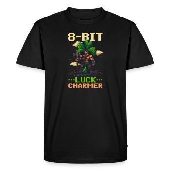 St. Patricks Day Gaming 8-Bit Luck Charmer - T-shirt Premium bio Homme - noir - Devant - Nico (187cm)