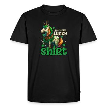 Licorne irlandaise St Patricks porte-bonheur tenue - T-shirt Premium bio Homme - noir - Devant - Nico (187cm)