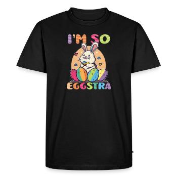 Christian Easter I'm So Eggstra - Men's Premium Organic T-Shirt - black - Front - Nico (187cm)