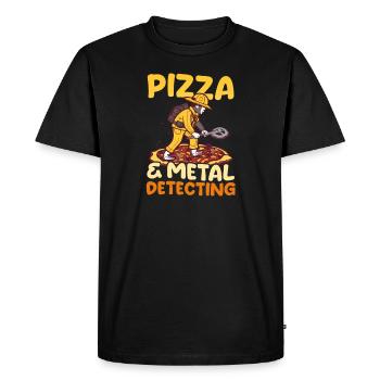 Détection de métaux Pizza et détection - T-shirt Premium bio Homme - noir - Devant - Nico (187cm)