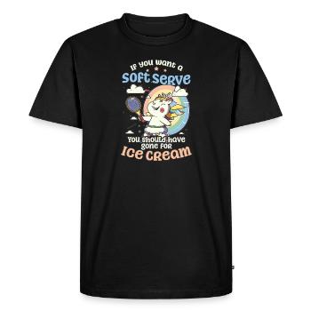 Tennis Player Cute Unicorn Tennis - Men's Premium Organic T-Shirt - black - Front - Nico (187cm)
