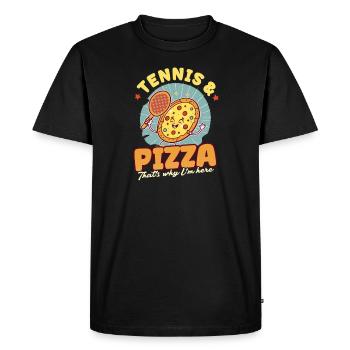 Tennis Player Tennis And Pizza - Men's Premium Organic T-Shirt - black - Front - Nico (187cm)
