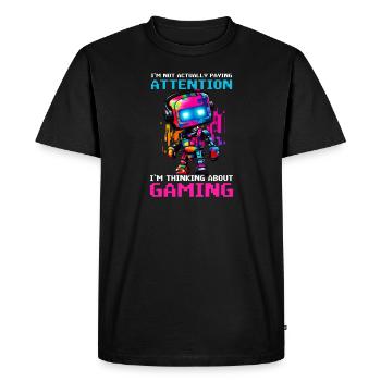Je suis un joueur vidéo qui ne fait pas attention - T-shirt Premium bio Homme - noir - Devant - Nico (187cm)
