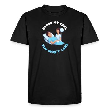 Anesthesia Nurse Under My Care You Won't Care - Men's Premium Organic T-Shirt - black - Front - Nico (187cm)