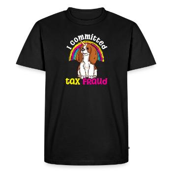 Tax Fraud Commited Rainbow Dog - Men's Premium Organic T-Shirt - black - Front - Nico (187cm)