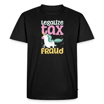 Tax Fraud Legalize Tax Fraud Unicorn - Men's Premium Organic T-Shirt - black - Front - Nico (187cm)