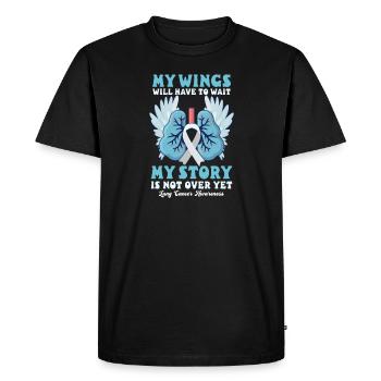 L’histoire des ailes de sensibilisation au cancer du poumon n’est pas terminée - T-shirt Premium bio Homme - noir - Devant - Nico (187cm)
