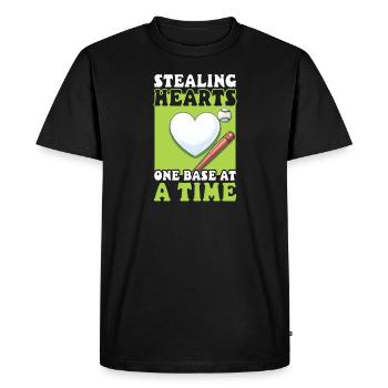 L’entraîneur de baseball vole les cœurs à l’heure - T-shirt Premium bio Homme - noir - Devant - Nico (187cm)