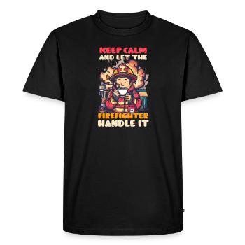 Pompier garder son calme Pompier S’en occuper - T-shirt Premium bio Homme - noir - Devant - Nico (187cm)