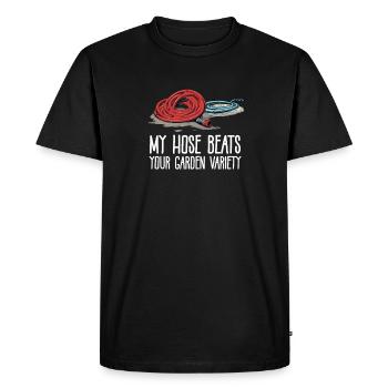 Pompier Mon tuyau bat votre variété de jardin - T-shirt Premium bio Homme - noir - Devant - Nico (187cm)