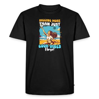 Le volley-ball creuse plus qu’une bonne vibration ici ! - T-shirt Premium bio Homme - noir - Devant - Nico (187cm)