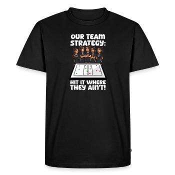 Volleyball Notre stratégie d’équipe : frapper là où ils ne sont pas - T-shirt Premium bio Homme - noir - Devant - Nico (187cm)