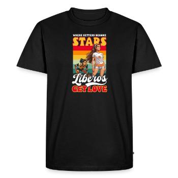 Les passeuses de volley-ball deviennent des stars et les libéros reçoivent de l’amour - T-shirt Premium bio Homme - noir - Devant - Nico (187cm)