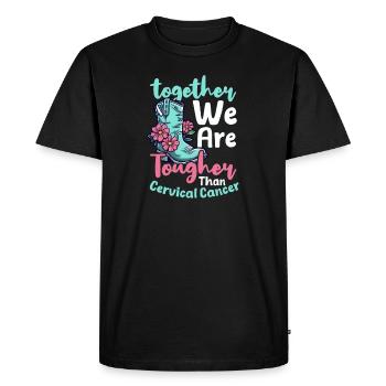 Sensibilisation au cancer du col de l’utérus Ensemble, nous sommes plus forts - T-shirt Premium bio Homme - noir - Devant - Nico (187cm)