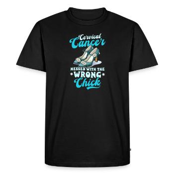 La sensibilisation au cancer du col de l’utérus a perturbé le mauvais poussin - T-shirt Premium bio Homme - noir - Devant - Nico (187cm)