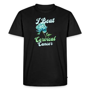 Cervical Cancer Awareness I Beat Cervical Cancer - Men's Premium Organic T-Shirt - black - Front - Nico (187cm)