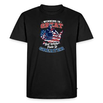 Gagner au water-polo, c’est grand, au water-polo plus grand - T-shirt Premium bio Homme - noir - Devant - Nico (187cm)