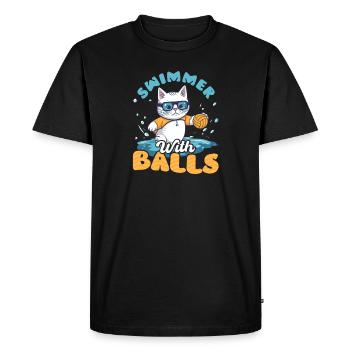 Nageur de water-polo avec des ballons - T-shirt Premium bio Homme - noir - Devant - Nico (187cm)