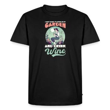 Paysagiste Jardinage Travail Dans Le Jardin Boire Du Vin - T-shirt Premium bio Homme - noir - Devant - Nico (187cm)