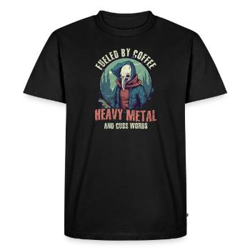 Musique Rock Alimenté Café Heavy Metal Jurons Mots - T-shirt Premium bio Homme - noir - Devant - Nico (187cm)