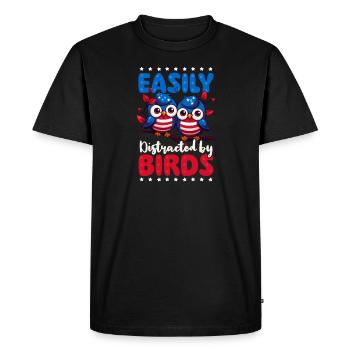Ornithologue amateur distrait par les oiseaux - T-shirt Premium bio Homme - noir - Devant - Nico (187cm)