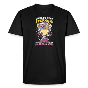Fête des Mères, belle-mère reçoit des collations illimitées Wifi - T-shirt Premium bio Homme - noir - Devant - Nico (187cm)