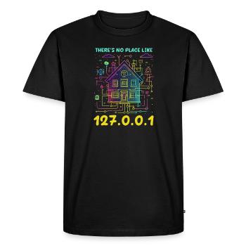 Ingénierie des réseaux Il n'y a pas de place comme 127.0.0. - T-shirt Premium bio Homme - noir - Devant - Nico (187cm)