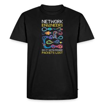 L'ingénierie réseau le fait avec moins de paquets perdus - T-shirt Premium bio Homme - noir - Devant - Nico (187cm)