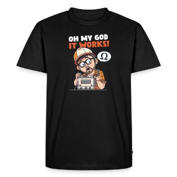 Génie électrique Ohm mon Dieu, ça marche ! - T-shirt Premium bio Homme - noir - Devant - Nico (187cm)