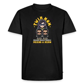 Maman jumelle parce que les problèmes ont besoin d'un héros - T-shirt Premium bio Homme - noir - Devant - Nico (187cm)