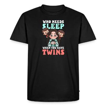 Maman jumelle qui a besoin de dormir quand on a des jumeaux ? - T-shirt Premium bio Homme - noir - Devant - Nico (187cm)