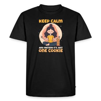 Amateur de cookies, restez calme, faites semblant d'avoir un seul cookie - T-shirt Premium bio Homme - noir - Devant - Nico (187cm)