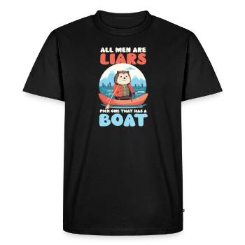 Boating Man Are Liars Pick One With Boat - Men's Premium Organic T-Shirt - black - Front - Nico (187cm)