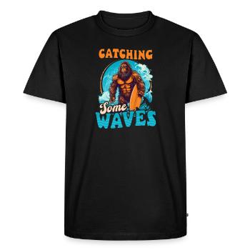 Surfer Catching Some Waves Monster - Men's Premium Organic T-Shirt - black - Front - Nico (187cm)