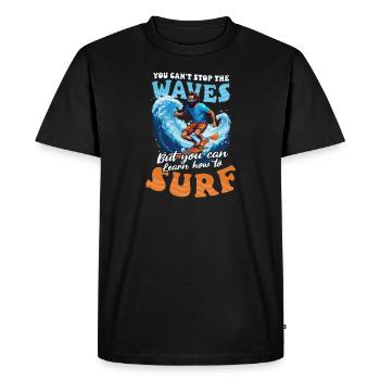 Surfer Can't Stop Waves Learn Surf - Men's Premium Organic T-Shirt - black - Front - Nico (187cm)
