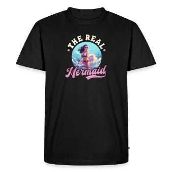 Surfer The Real Mermaid - Men's Premium Organic T-Shirt - black - Front - Nico (187cm)