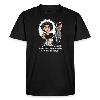 Maman juive de la naissance à la Bar Mitzvah - T-shirt Premium bio Homme - noir - Devant - Nico (187cm)