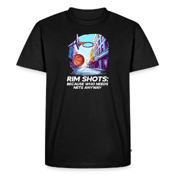 Street Basketball Rim Shots : Parce que qui a besoin de filet - T-shirt Premium bio Homme - noir - Devant - Nico (187cm)