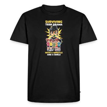 Volley-ball Maman Survivant Teen Drama Whistle Smile - T-shirt Premium bio Homme - noir - Devant - Nico (187cm)
