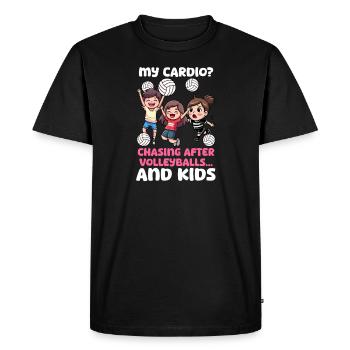 Volley-ball Maman Cardio Chasing Volleyballs Et Enfants - T-shirt Premium bio Homme - noir - Devant - Nico (187cm)