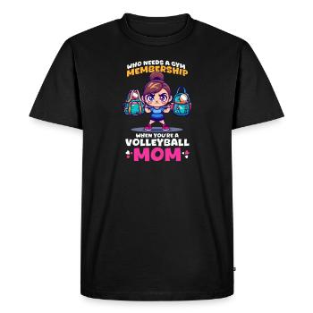 Maman volleyeuse Qui a besoin d’une salle de sport quand maman volleyeuse ? - T-shirt Premium bio Homme - noir - Devant - Nico (187cm)