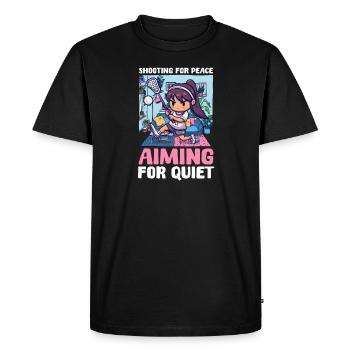 Maman de crosse tirant pour la paix, visant le calme - T-shirt Premium bio Homme - noir - Devant - Nico (187cm)