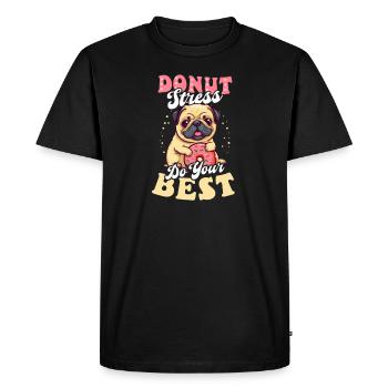 Donut Donut Stress Do Best - Men's Premium Organic T-Shirt - black - Front - Nico (187cm)