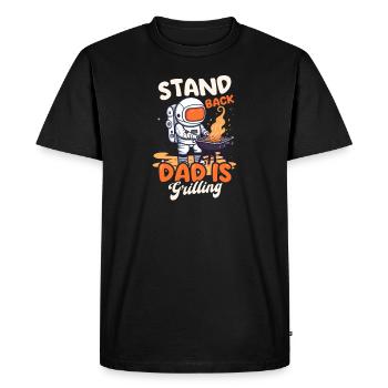 Fête des pères BBQ Stand Back Papa Est Grillades - T-shirt Premium bio Homme - noir - Devant - Nico (187cm)